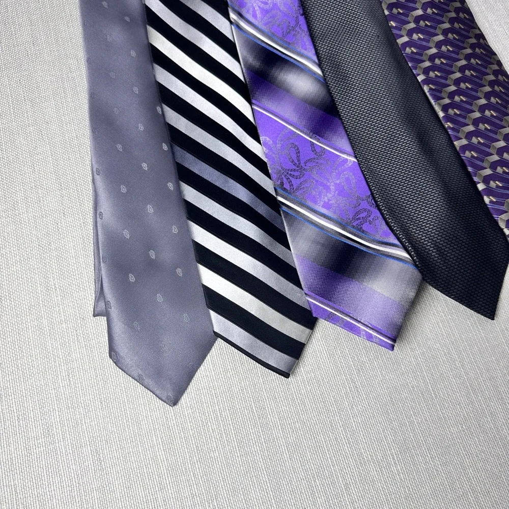 Vintage Classic Purple Grey Necktie Bundle Hennessy George Van Heusen Bill Blass
